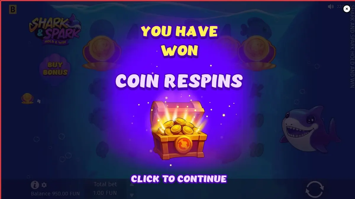 Little Shark di dalam permainan slot Shark & Spark Hold & Win