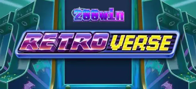 Tampilan visual neon futuristik dari slot RetroVerse dengan elemen arcade.